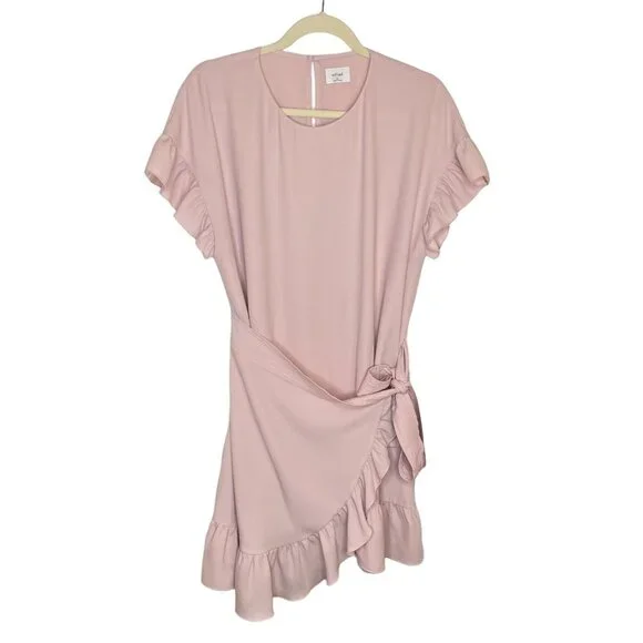 Aritzia Wilfred Ninette Ruffle Wrap Dress in Rose Quartz, M - Picture 1 of 10